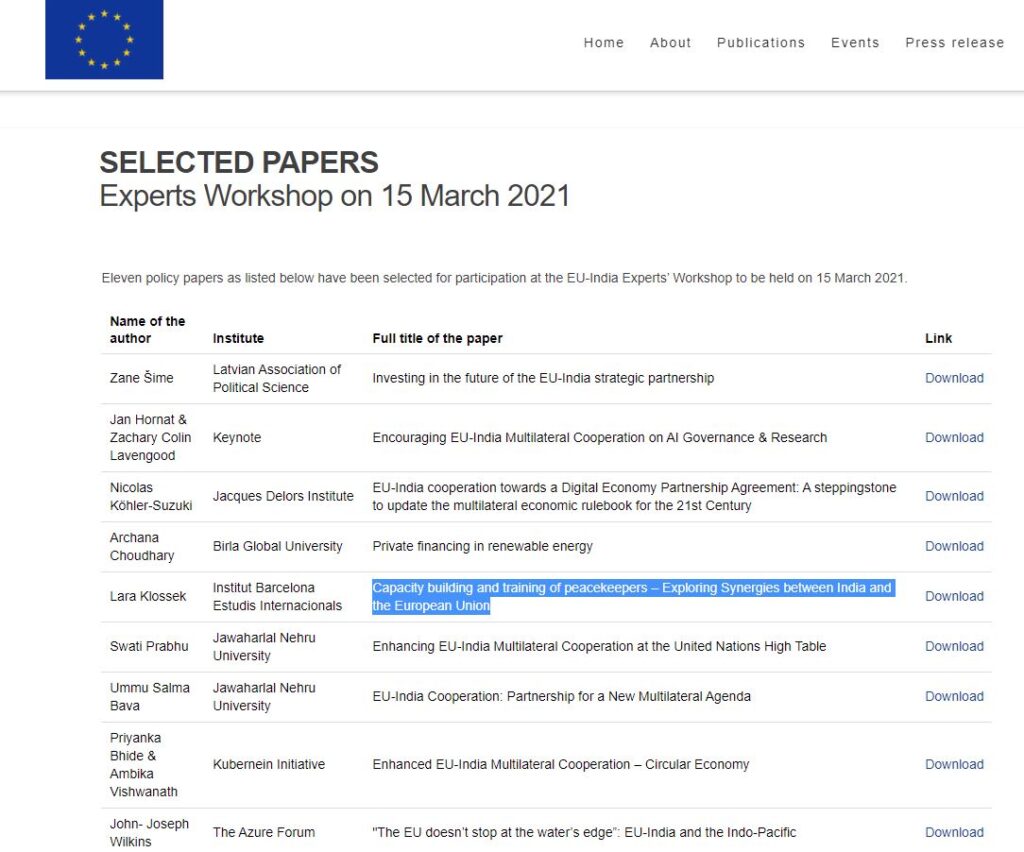 screenshot of webpage for EU experts workshop